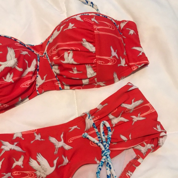 Orange bikini with white birds - Picture 2 of 4